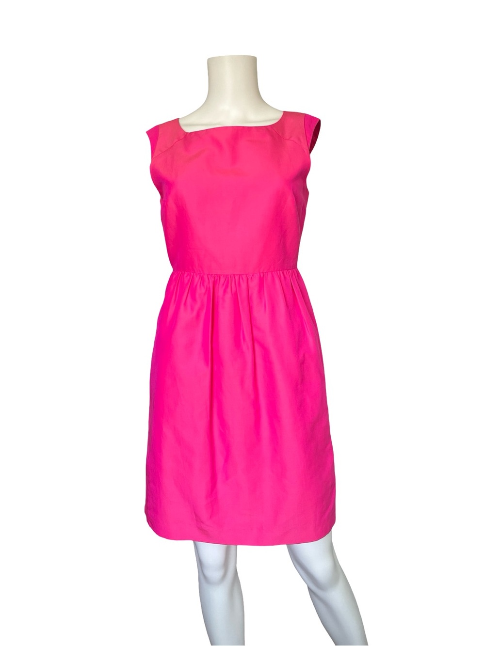 J Crew Hot Pink Sheath Dress Cotton Silk Barbiecore Work Office Womens Size 2